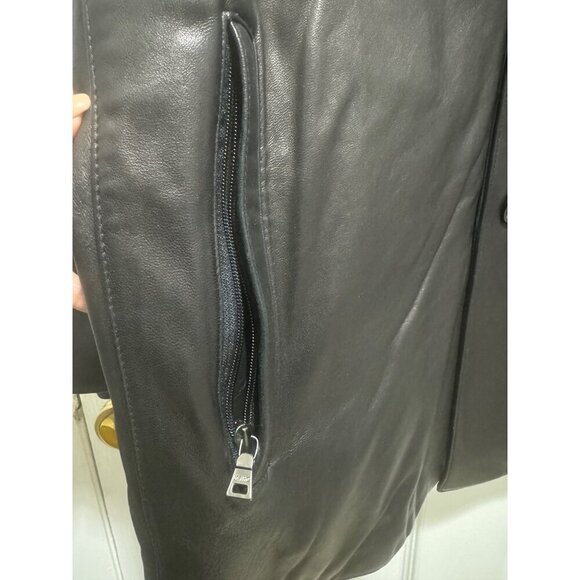 Marc New York Men's M Black Soft Leather Coat Button Closure Removable Lining - Picture 6 of 9